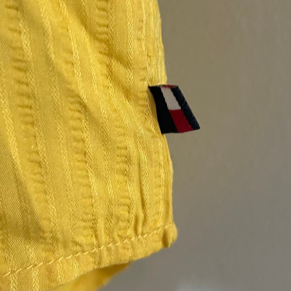 Tommy Hilfiger Yellow Textured Lightweight Button Down Hi-Lo Shirt Size S - Picture 6 of 11